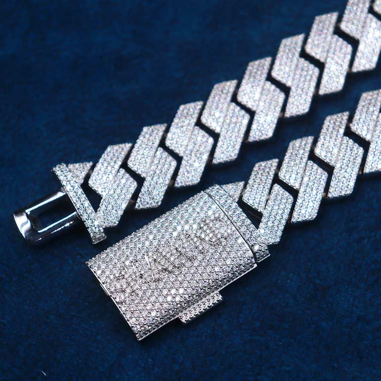 custom clasp 4 row 20mm moissanite cuban link necklace