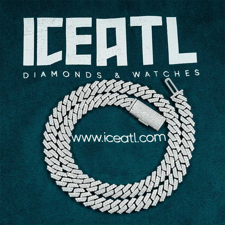 925 silver mens 10mm vvs moissanite miami cuban link chain necklace 14k white gold