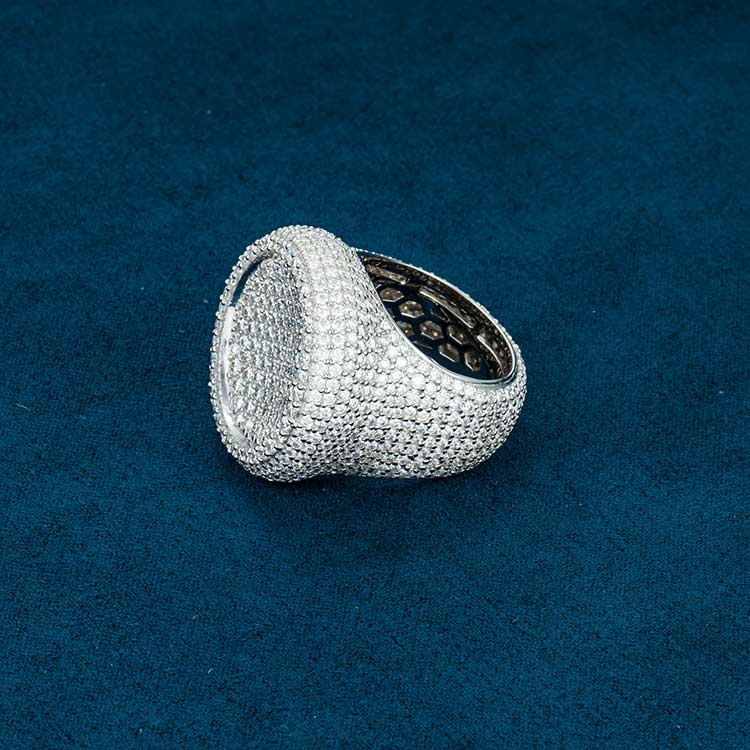925 silver mens vvs moissanite oval signet ring 10k white gold side