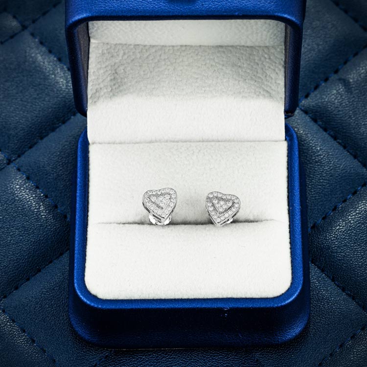 Heart Shaped Moissanite Stud Earrings Screw Back box