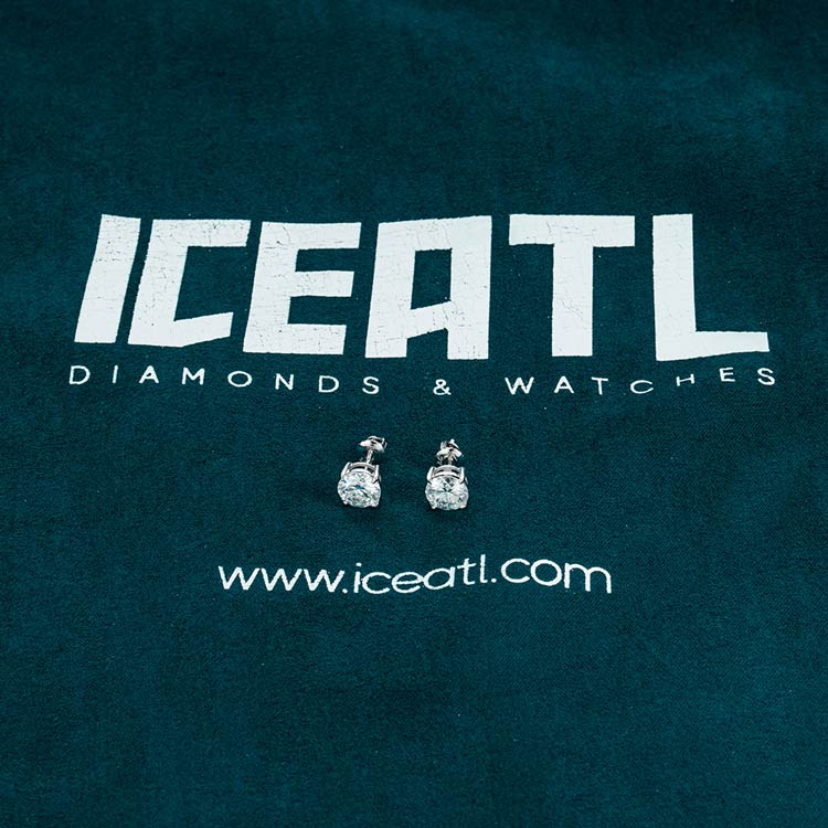 Mens 925 sterling silver vvs moissanite 7.5mm stud earrings screw back 10k white gold iceatl