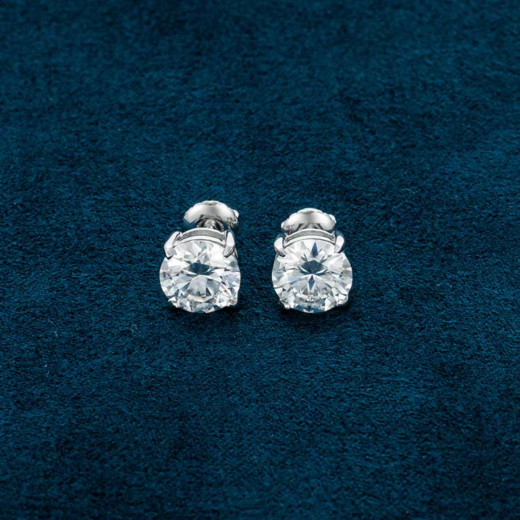 Mens 925 sterling silver vvs moissanite 7.5mm stud earrings screw back 10k white gold real