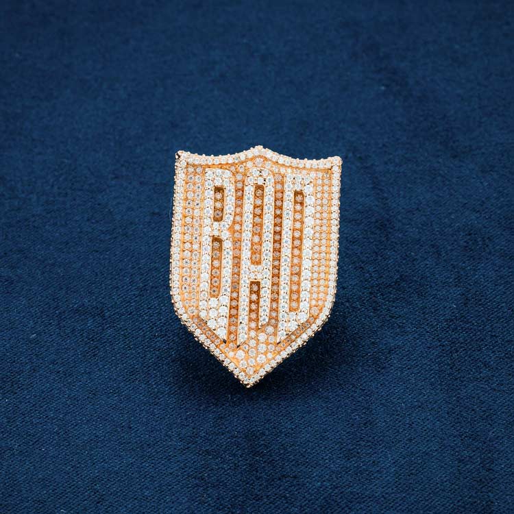 custom name letters design moissanite ring 925 silver 14k rose gold front