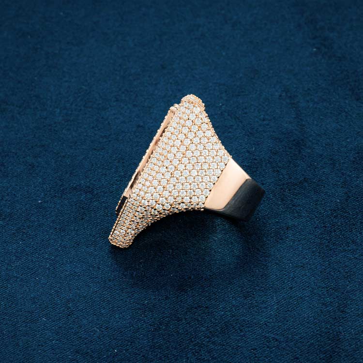 custom name letters design moissanite ring 925 silver 14k rose gold side