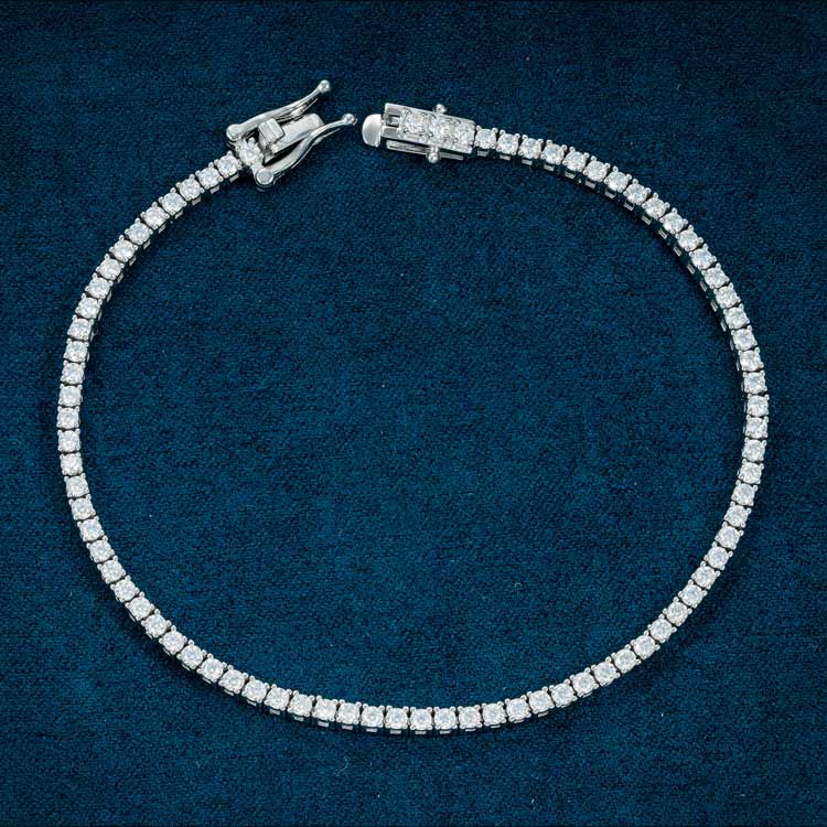 mens 14k white gold 2mm moissanite tennis bracelet 925 sterling silver