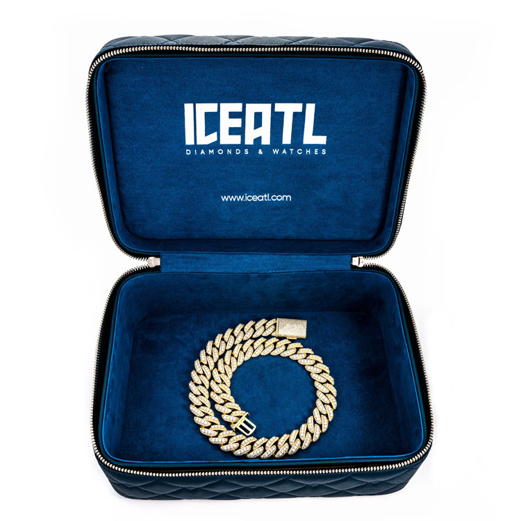 mens 20mm vvs moissanite prong miami cuban link chain necklace 925 silver yellow gold iceatl box
