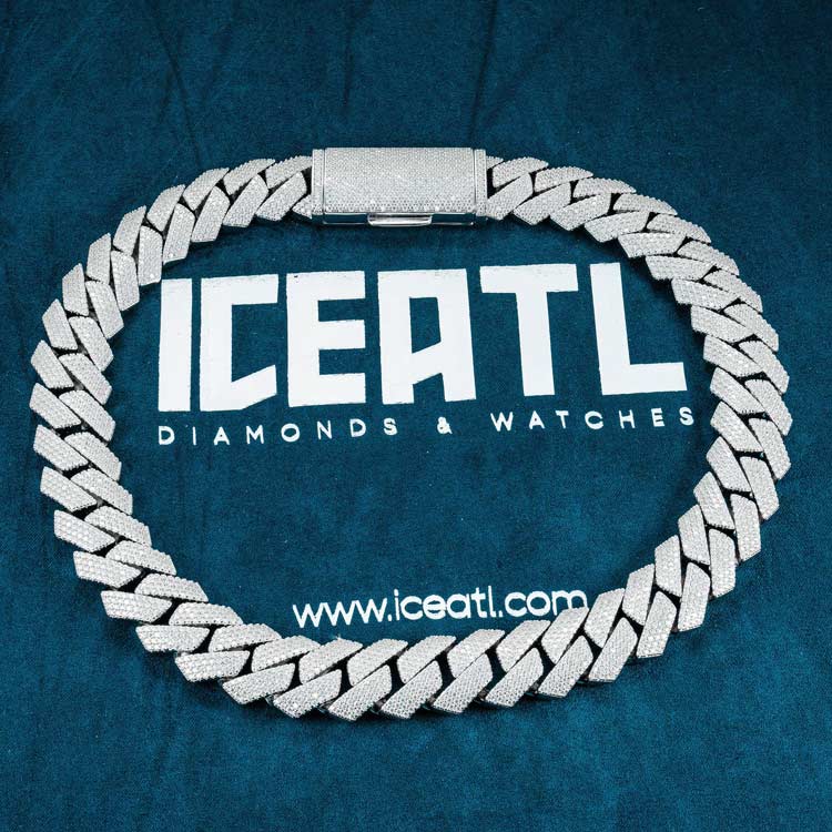 mens 925 silver 20mm moissanite cuban link chain necklace 14k white gold iceatl