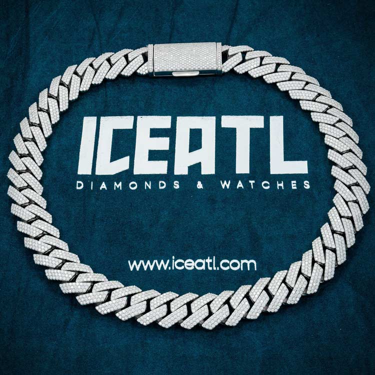 mens 925 silver vvs 20mm moissanite cuban link chain necklace 14k white gold iceatl