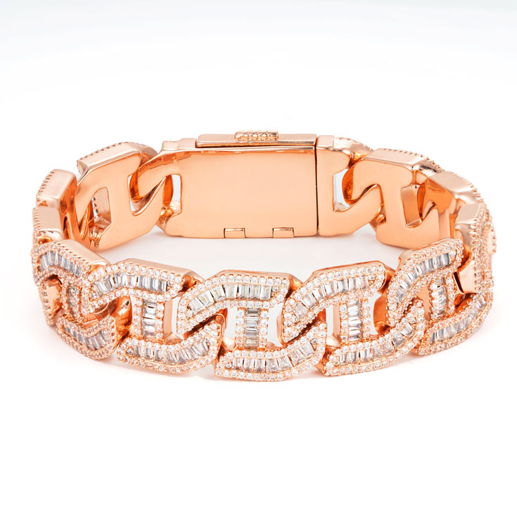 mens 925 sterling silver vvs moissanite 15mm mariner link bracelet 14k rose gold transparent
