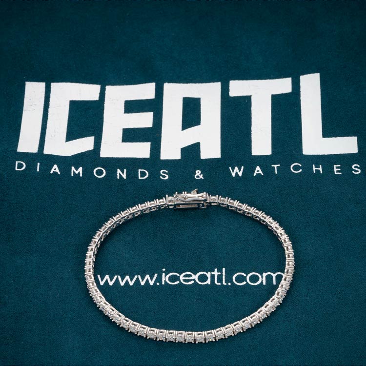 mens 925 sterling silver 3mm moissanite tennis bracelet 14k white gold iceatl