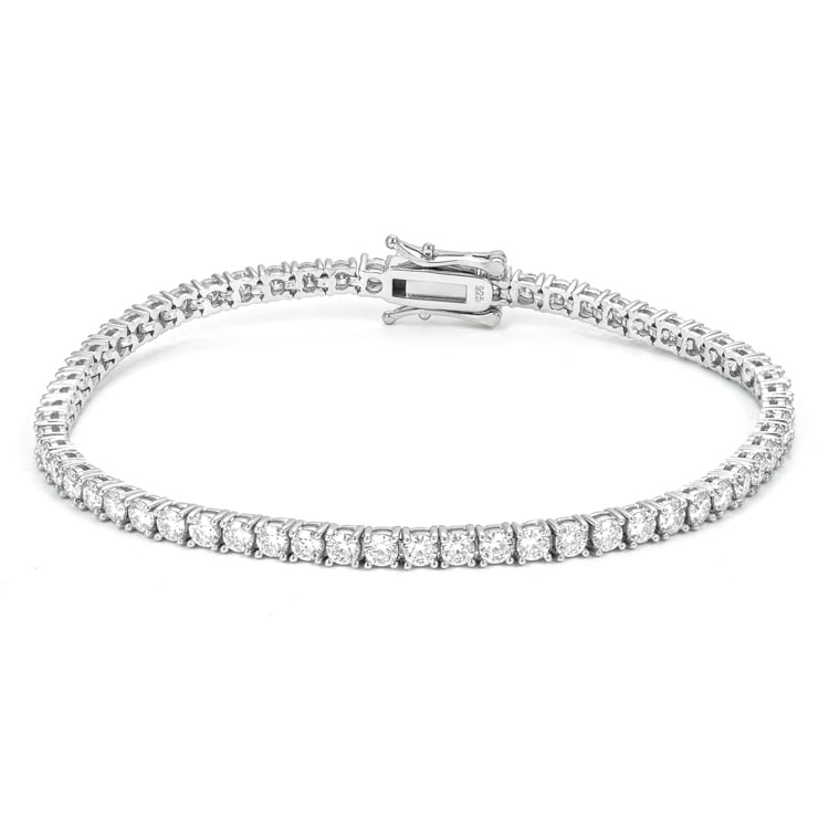 mens 925 sterling silver 3mm moissanite tennis bracelet 14k white gold transparent