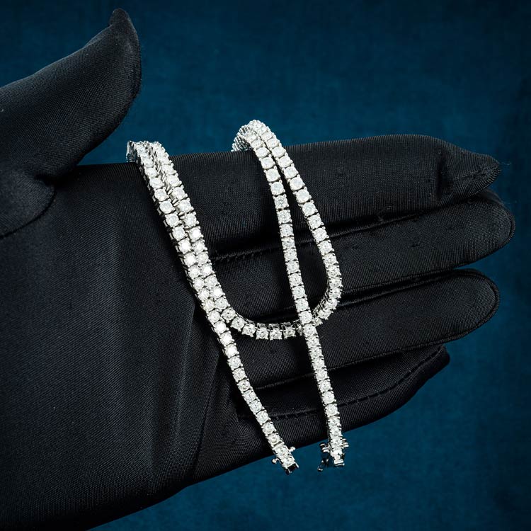 mens 925 sterling silver 3mm moissanite tennis chain necklace 14k white gold hand