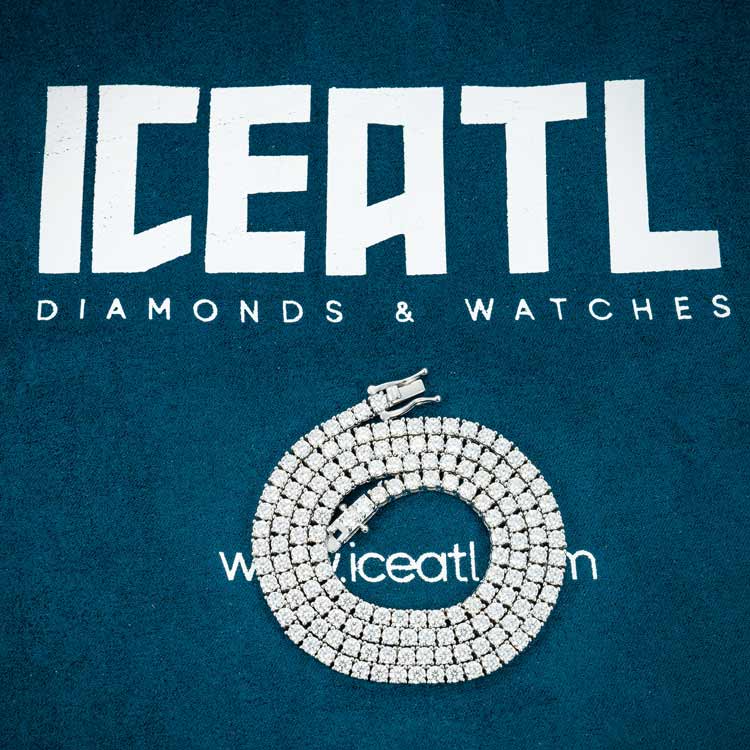 mens 925 sterling silver 3mm moissanite tennis chain necklace 14k white gold