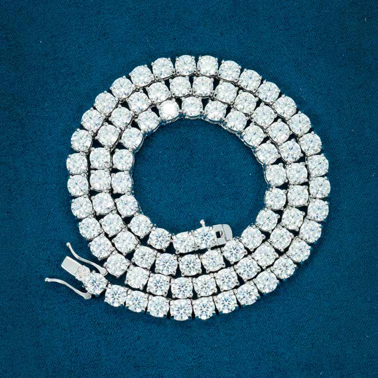mens 925 sterling silver 5mm vvs moissanite tennis chain necklace 14k white gold round