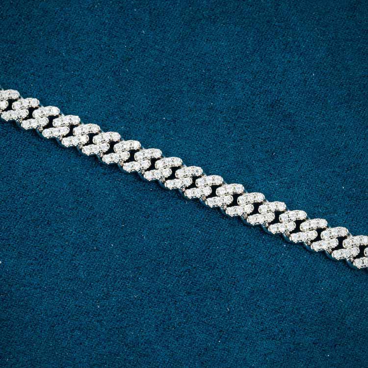 mens 925 sterling silver 6mm moissanite cuban link bracelet 14k white gold real
