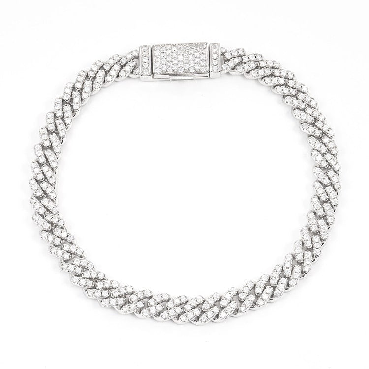 mens 925 sterling silver 6mm moissanite cuban link bracelet 14k white gold transparent