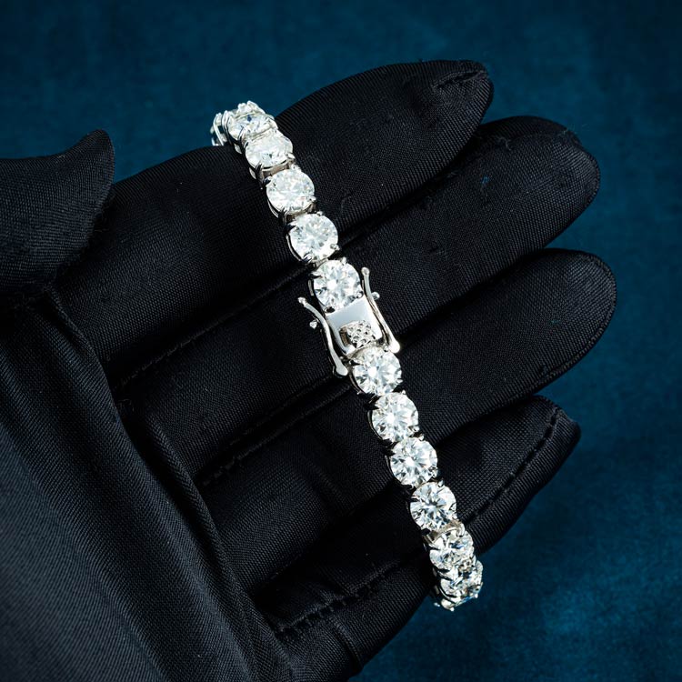 mens 925 sterling silver 6mm vvs moissanite tennis bracelet 14k white gold hand