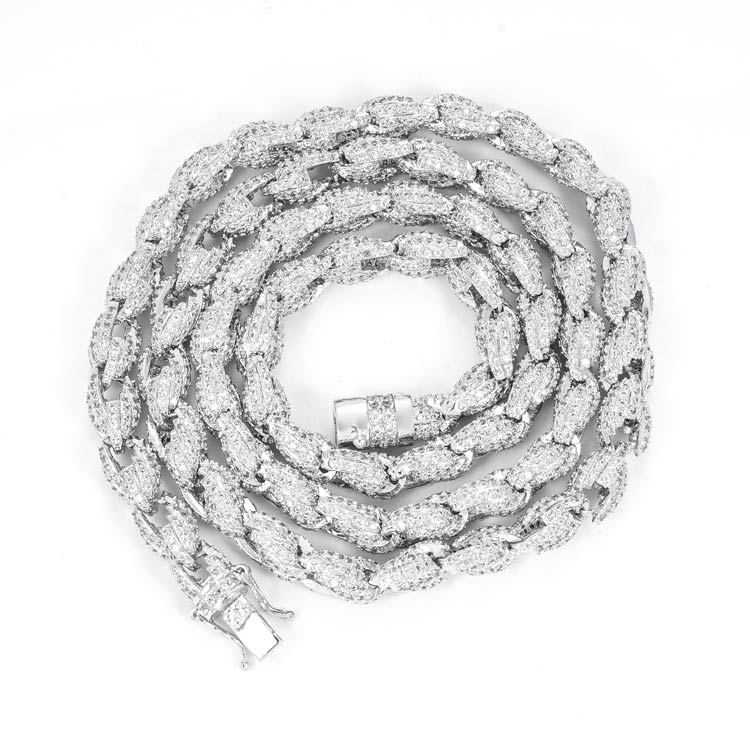 mens 925 sterling silver 7mm moissanite rope chain necklace 14k white gold transparent