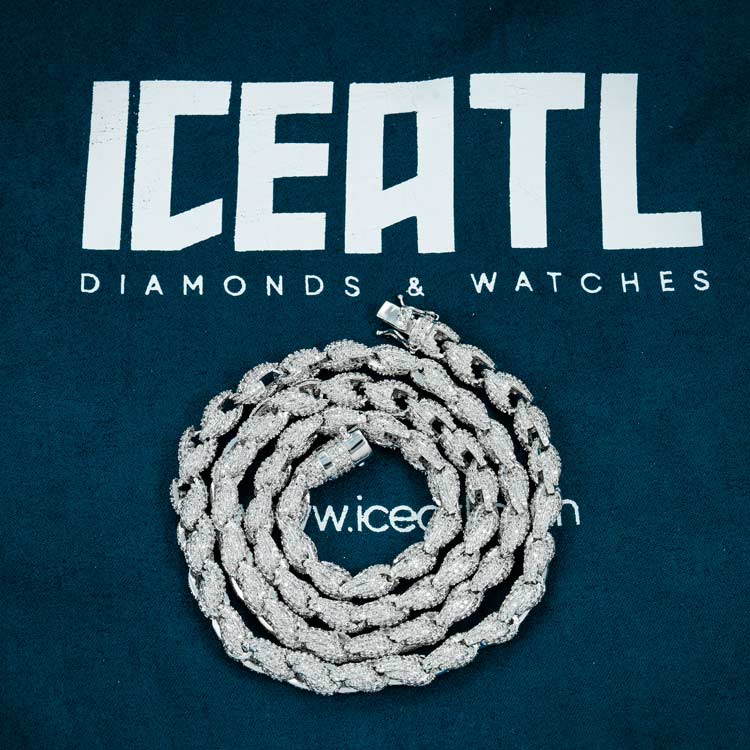 mens 925 sterling silver 7mm moissanite rope chain necklace 14k white gold