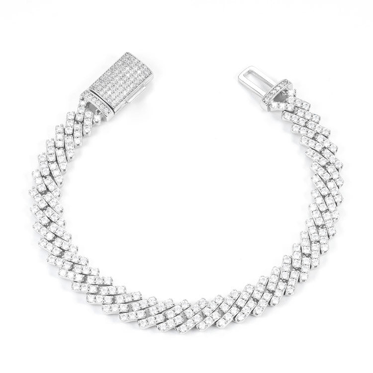 mens 925 sterling silver 8mm moissanite cuban link bracelet 14k white gold transparent