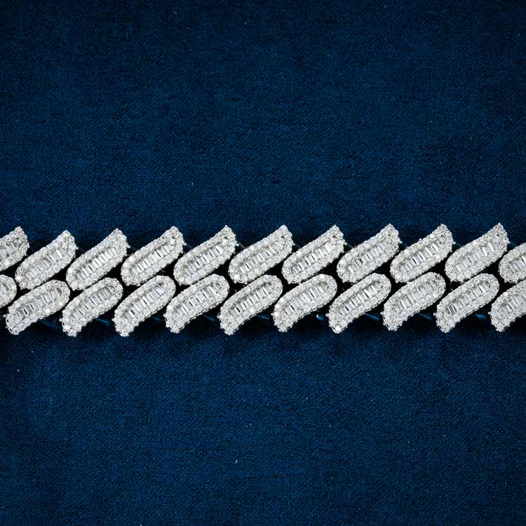 mens 925 sterling silver vvs moissanite spiked link bracelet 14k white gold real