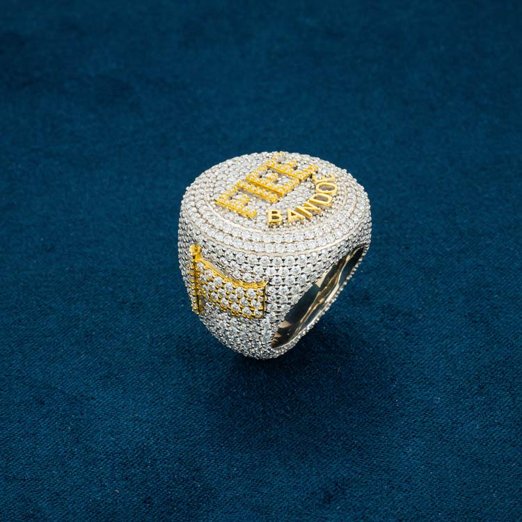 mens round 925 silver vvs moissanite custom letters design name pendant 14k yellow gold white gold two tone side