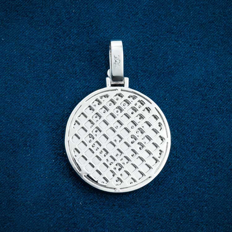 mens vvs moissanite bitcoin pendant hip hop 925 silver 14k white gold back