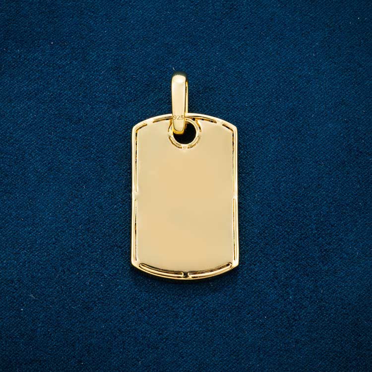mens vvs moissanite dog tag pendant hip hop 925 silver 14k yellow gold back