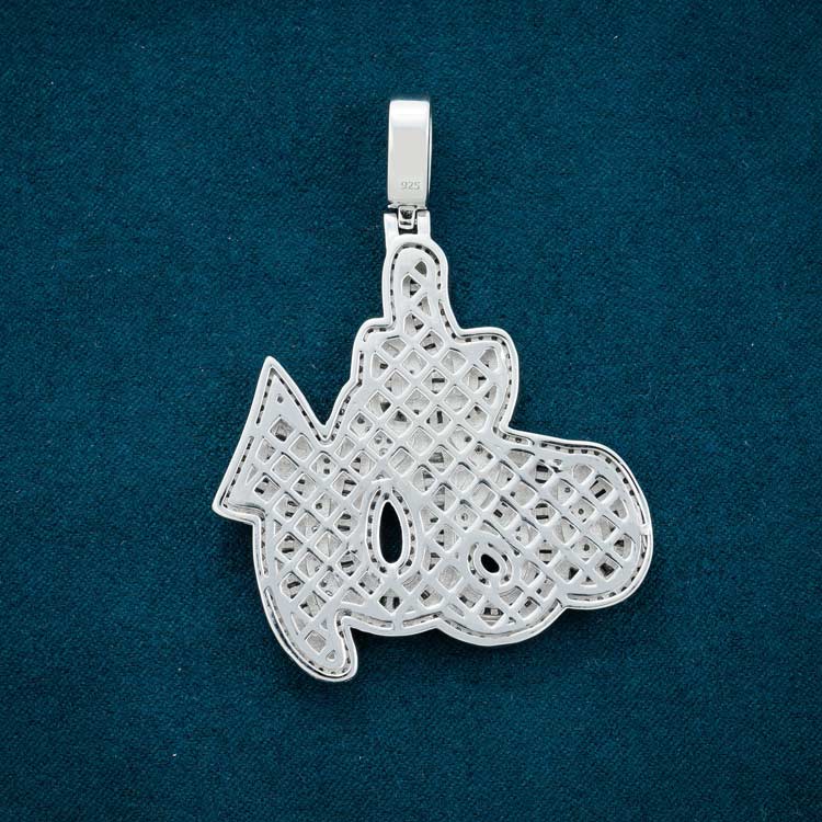 white gold moissanite allah pendant 925 sterling silver back 14k white gold