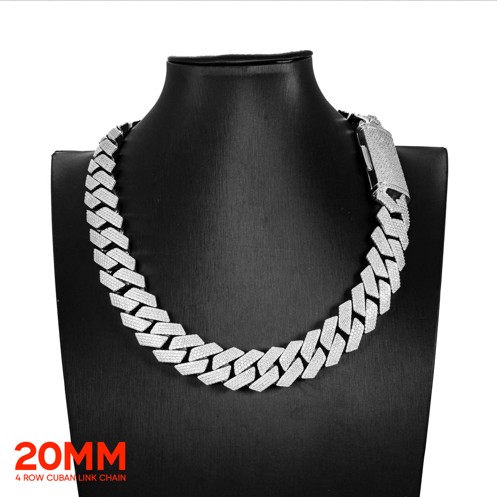 mens 20mm vvs moissanite cuban link chain necklace 925 silver 10k white gold yellow gold rose gold