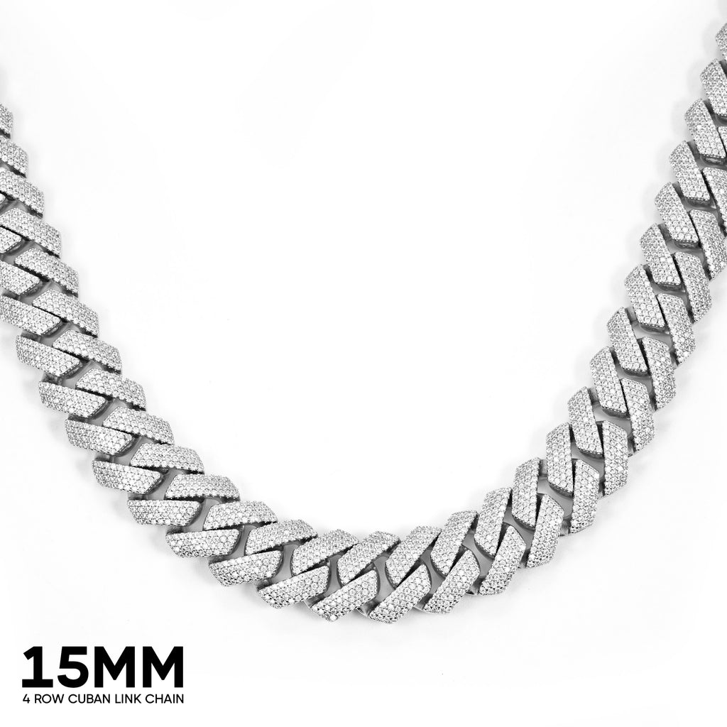mens hip hop 15mm vvs moissanite cuban link chain necklace 925 silver 10k white gold yellow gold rose gold