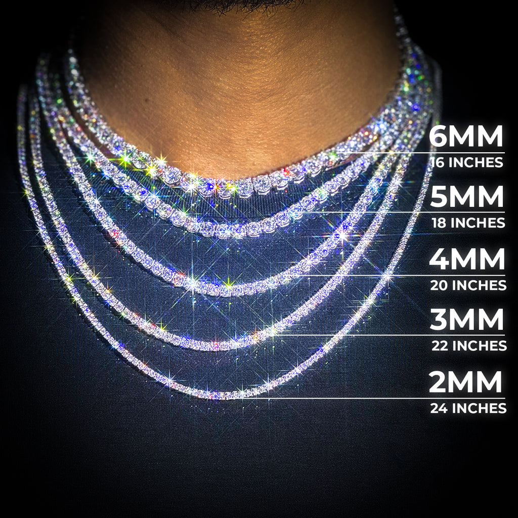 24 Inch 24 Diamond Necklace 4mm 2mm Diamond Chain Moissanite 24