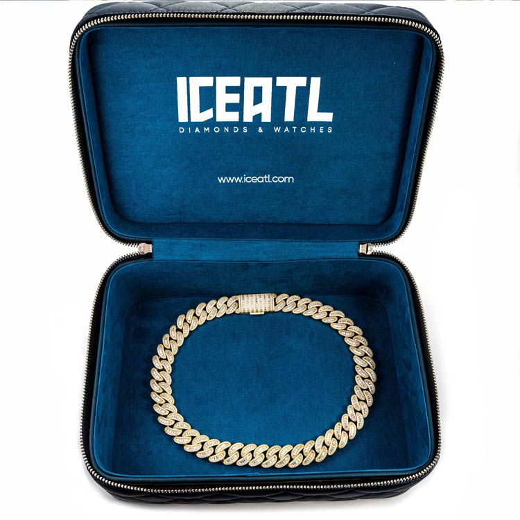 925 silver mens 20mm moissanite baguette miami cuban link chain necklace 14k yellow gold box box