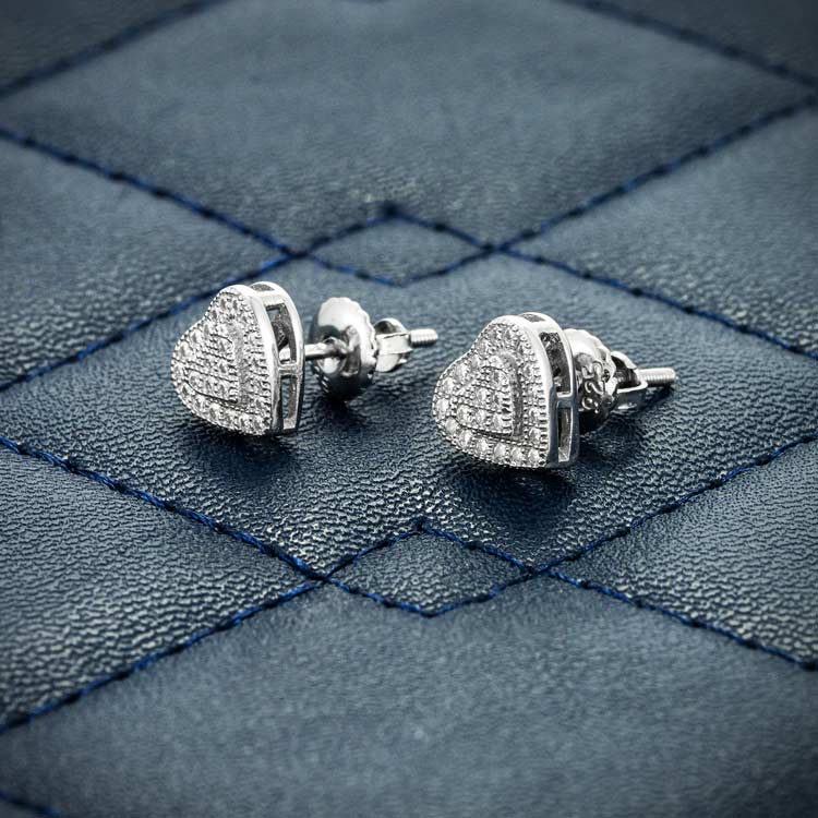 Diamond screwback earrings newest heart shaped