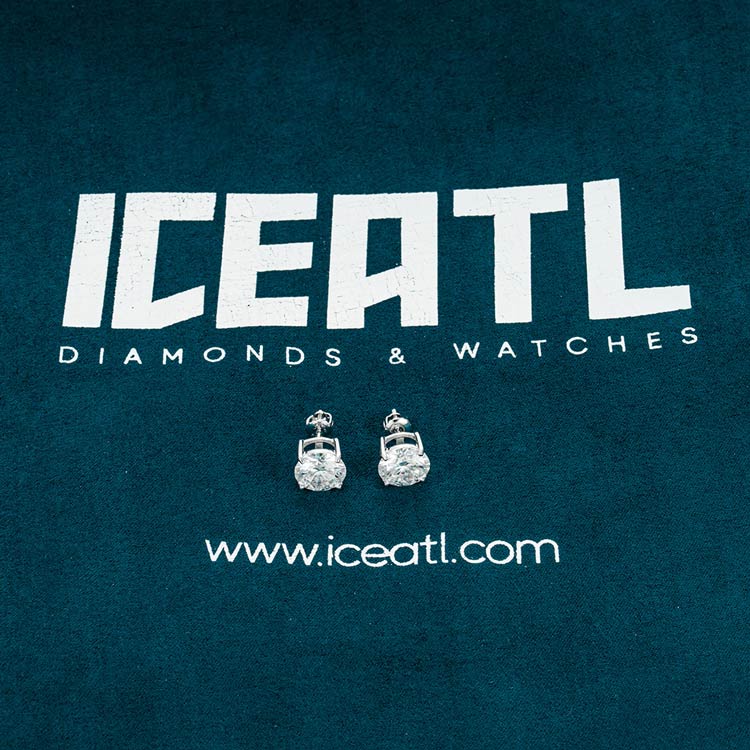 Mens 925 sterling silver vvs moissanite 10mm stud earrings screw back 10k white gold iceatl