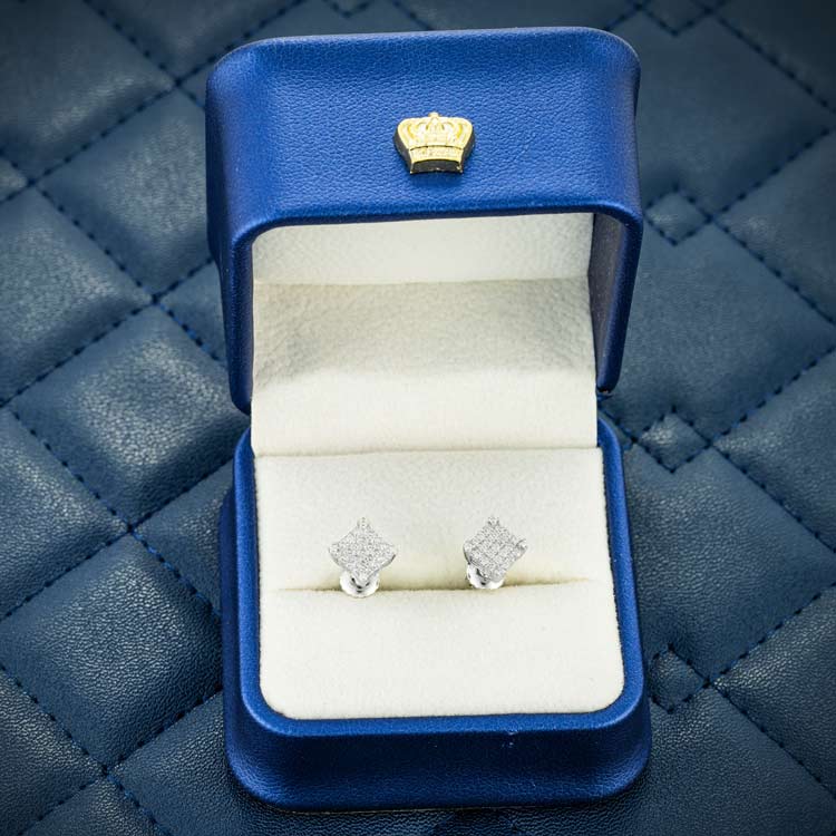 14k newest gold/925 diamond square earring