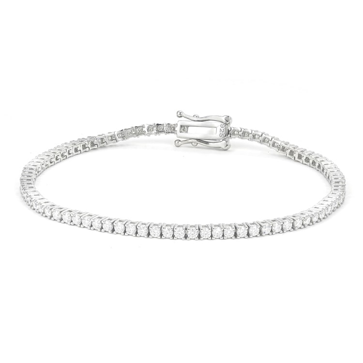 mens 14k white gold 2mm moissanite tennis bracelet 925 sterling silver white