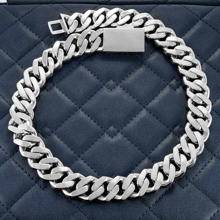mens 20mm moissanite baguette miami cuban link chain necklace 925 sterling silver white gold