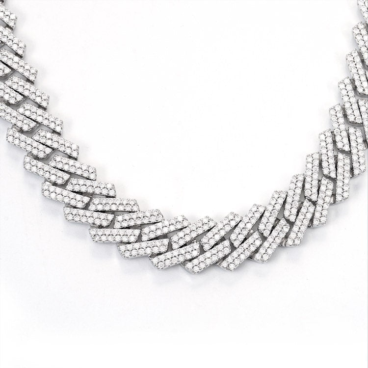 mens 925 silver 13mm moissanite cuban link chain necklace 14k white gold transparent