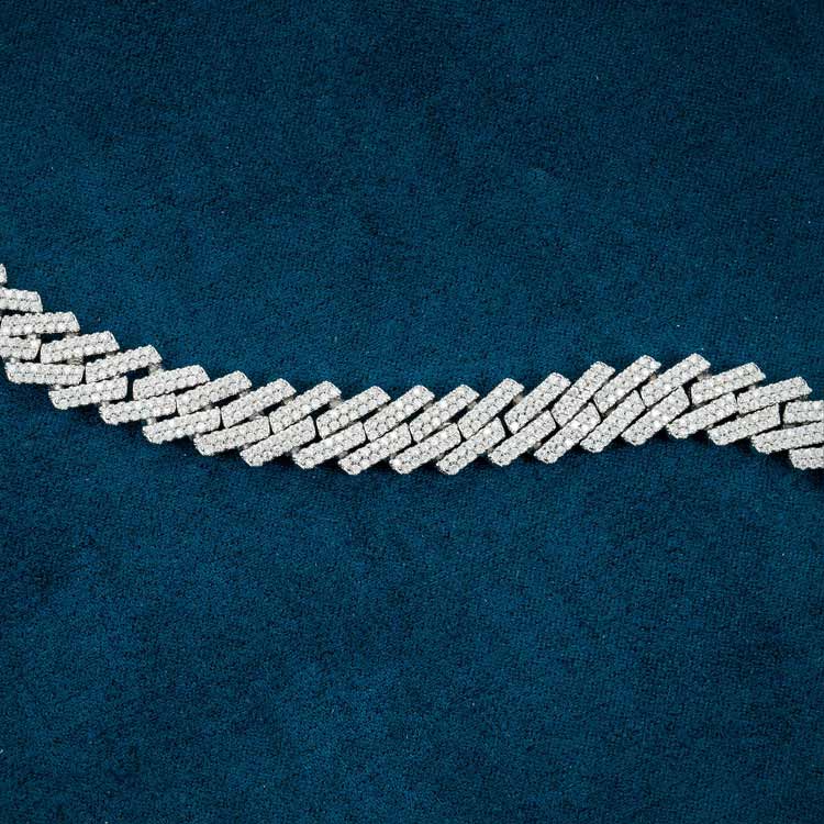 mens 925 sterling silver 10mm moissanite cuban link bracelet 14k white gold