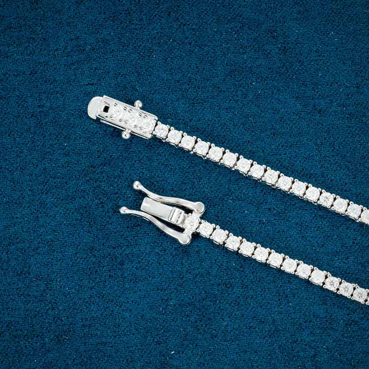 mens 925 sterling silver 2mm moissanite tennis chain necklace 14k white gold iceatl
