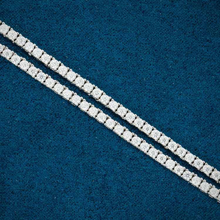 mens 925 sterling silver 2mm moissanite tennis chain necklace 14k white gold real