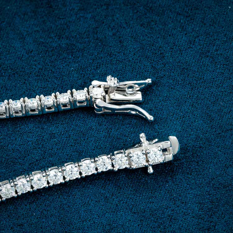 mens 925 sterling silver 3mm moissanite tennis bracelet 14k white gold clasp