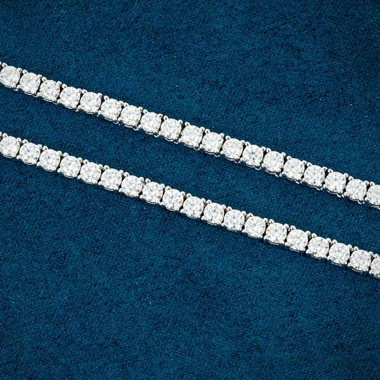 mens 925 sterling silver 3mm moissanite tennis chain necklace 14k white gold real
