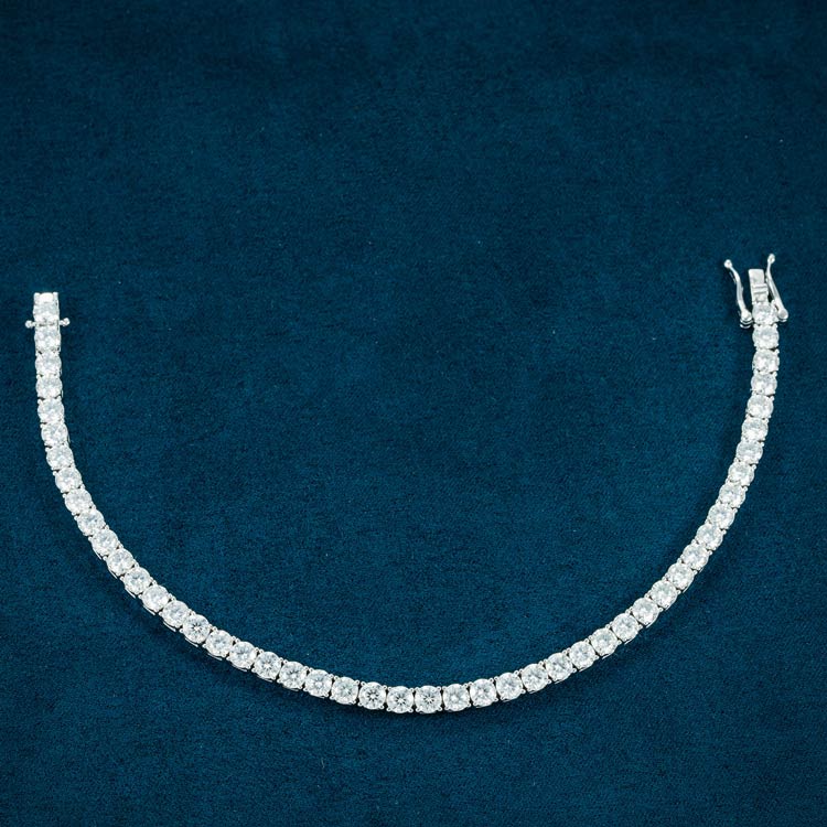 TENNIS BRACELET outlet 4MM WITH ROUND MOISSANITE (STERLING SILVER, 4MM, 6.5”