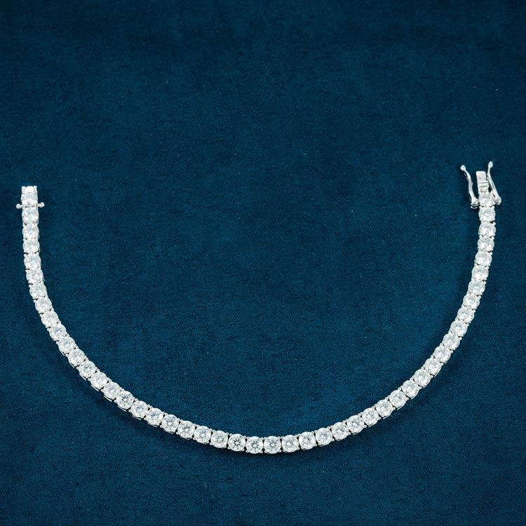 mens 925 sterling silver 4mm moissanite tennis bracelet 14k white gold jewelry