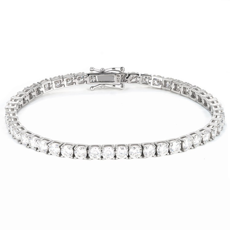 mens 925 sterling silver 4mm moissanite tennis bracelet 14k white gold transparent