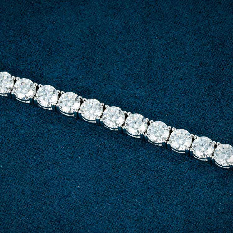 mens 925 sterling silver 5mm moissanite tennis bracelet 14k white gold round