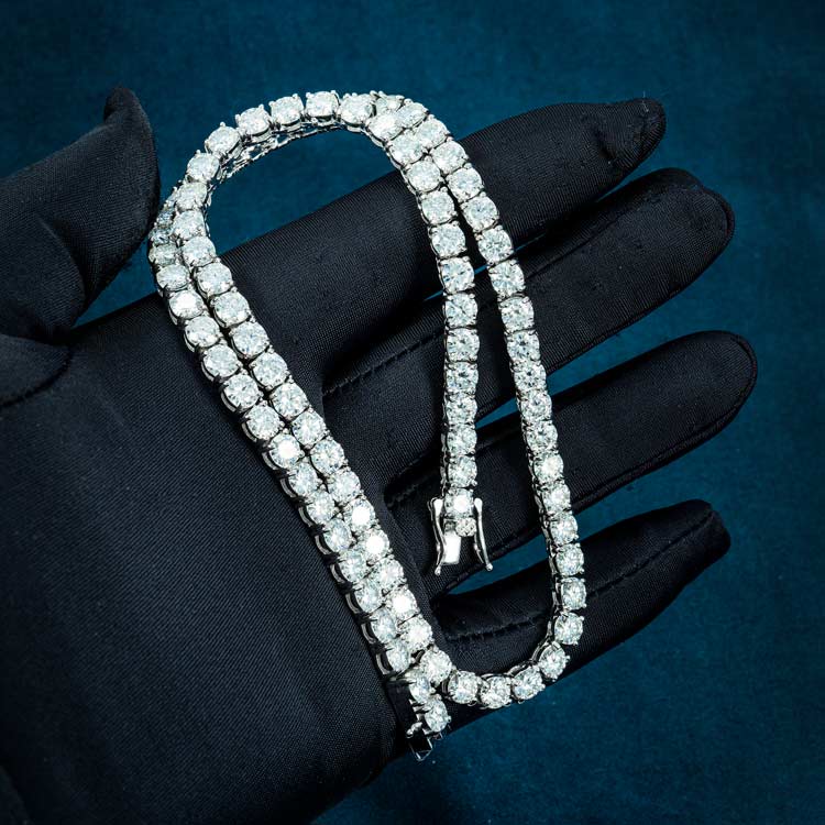 mens 925 sterling silver 5mm vvs moissanite tennis chain necklace 14k white gold hand