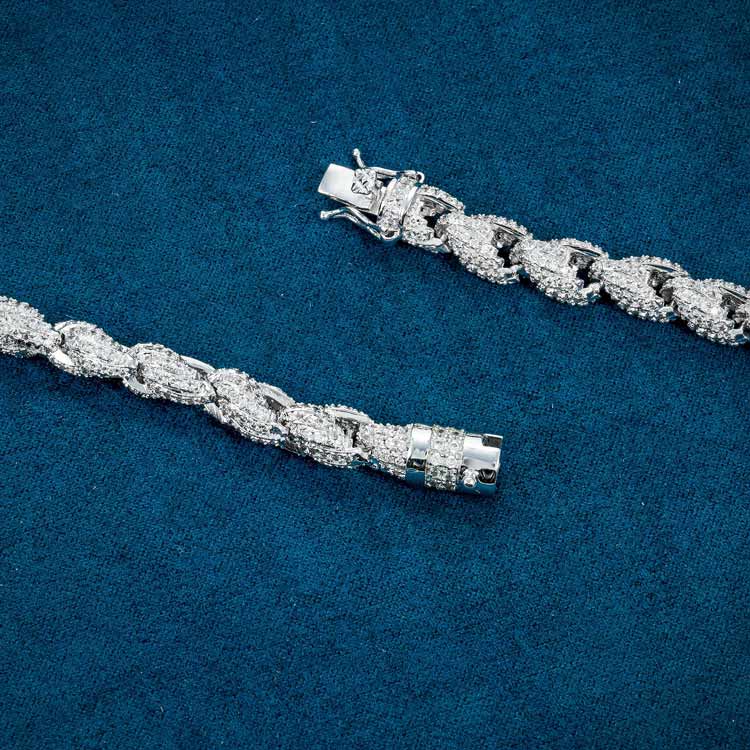 mens 925 sterling silver 7mm moissanite rope chain necklace 14k white gold lobster clasp